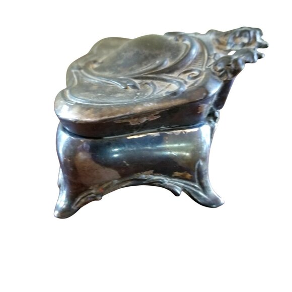 1900s Vintage Antique Jewelry Casket  Art Nouveau Footed Trinket Box 395 Lined - Picture 7 of 9